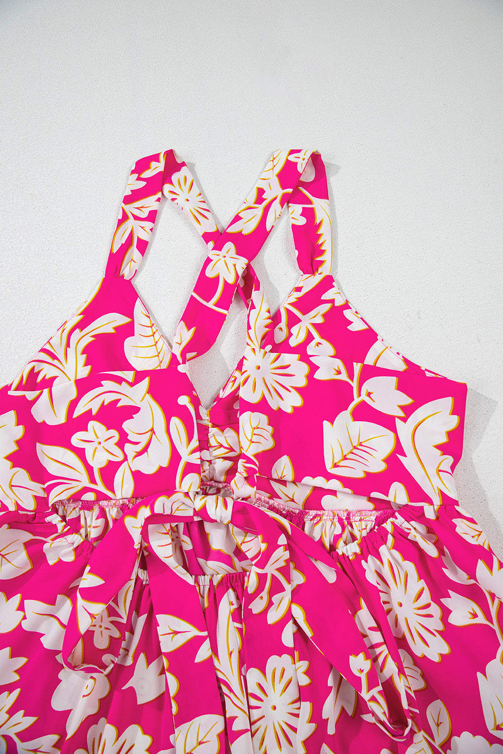 Rose Floral V Neck Crisscross Backless Long Dress Maxi Dresses JT's Designer Fashion