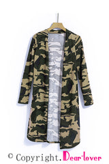 Green Camo Print Long Cardigan Sweaters & Cardigans JT's Designer Fashion