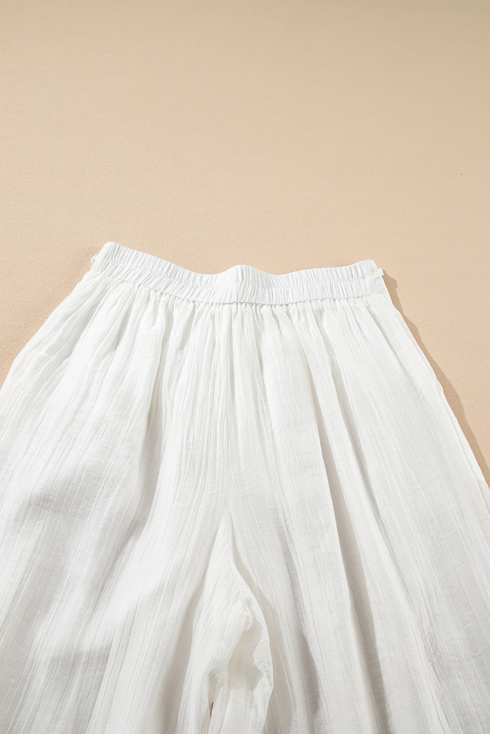 White Casual Tie Waist Pleated Wide Leg Pants Pants & Culotte JT's Designer Fashion