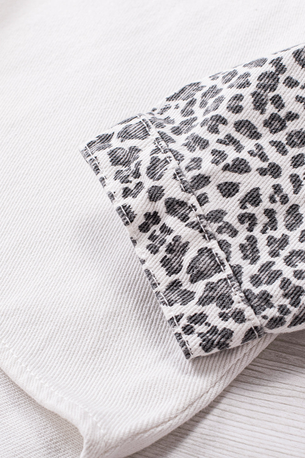 White Contrast Leopard Denim Jacket Denim Jackets JT's Designer Fashion