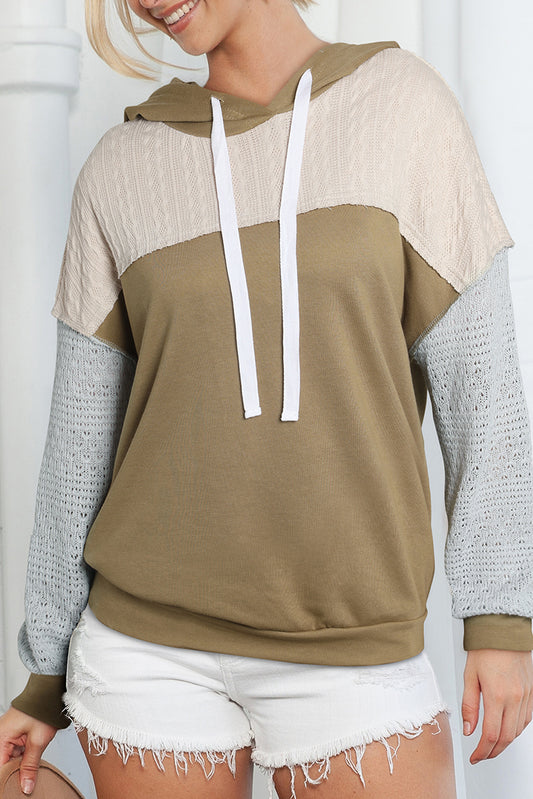 Brown Colorblock Patchwork Pullover Hoodie Sweatshirts & Hoodies JT's Designer Fashion