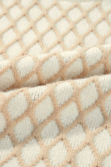 Oatmeal Diamond Knit Drop Shoulder Loose Sweater Sweaters JT's Designer Fashion