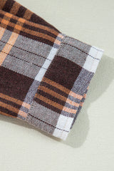 Khaki Thermal Knit Plaid Patchwork Shacket Plaid Shackets JT's Designer Fashion