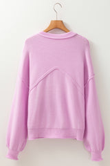 Pink Raw Edge Ribbed Detail Drop Shoulder Sweater Sweaters JT's Designer Fashion