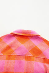 Orange Plaid Chest Pockets Button-up Turn Down Collar Jacket Jackets JT's Designer Fashion