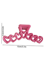Rose Red Valentines Heart Shaped Large Hair Claw Headwear JT's Designer Fashion