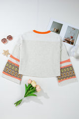 Apricot Western Aztec Patch Mineral Wash Loose Fit Top Long Sleeve Tops JT's Designer Fashion