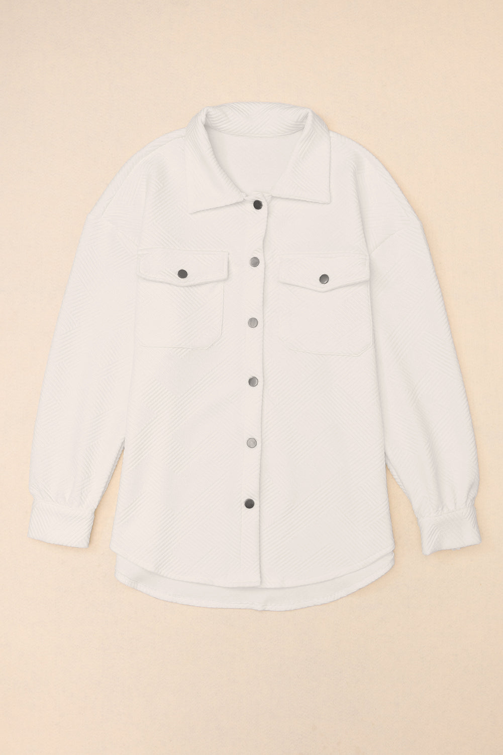 Solid Textured Flap Pocket Buttoned Shacket Jackets JT's Designer Fashion