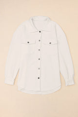 Solid Textured Flap Pocket Buttoned Shacket Jackets JT's Designer Fashion