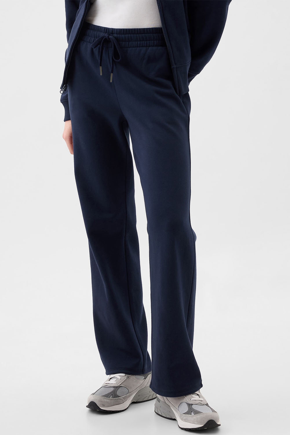 Navy Blue Solid Color Fleece Lined Drawstring Waist Casual Pants Pants & Culotte JT's Designer Fashion