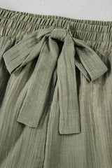 Laurel Green Textured Tie Waist Ruffle Hem Shorts Casual Shorts JT's Designer Fashion