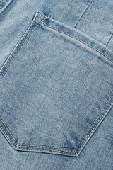 Dusk Blue Multi Buttons Medium Wash Straight Loose Leg Jeans Jeans JT's Designer Fashion