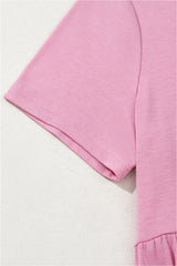 Pink Solid Color T-shirt High Waist Pocketed Long Dress Maxi Dresses JT's Designer Fashion