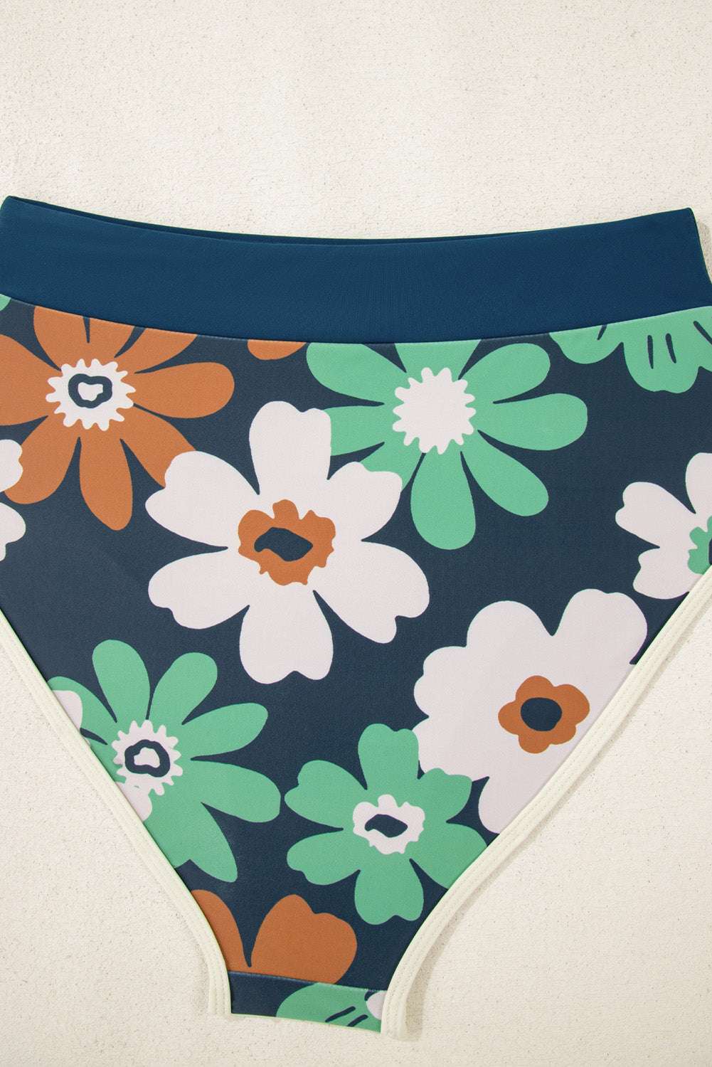 Blue Flower Zip up Racerback High Waisted Bikini Bikinis JT's Designer Fashion