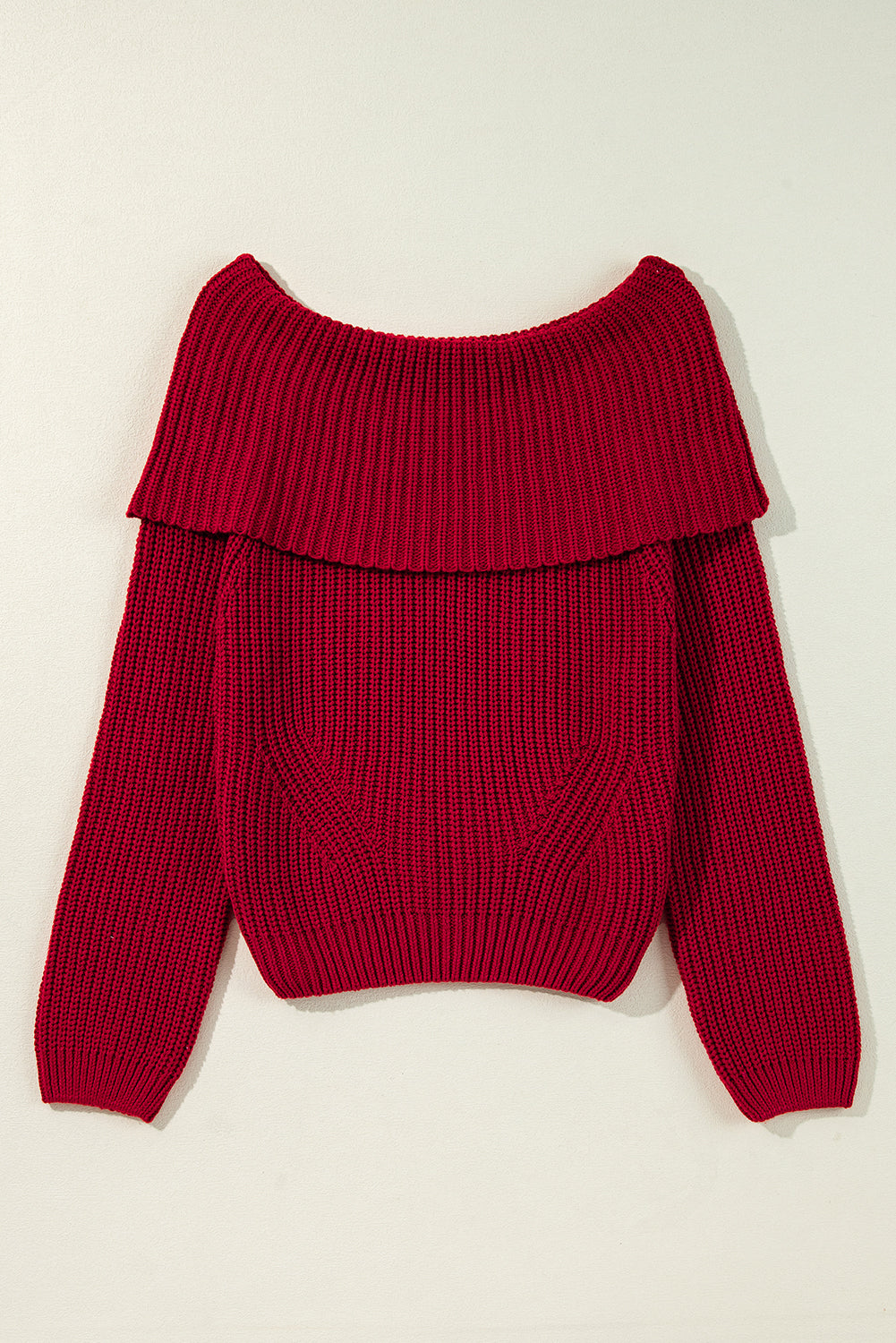 Racing Red Off-the-shoulder Knit Sweater Sweaters JT's Designer Fashion