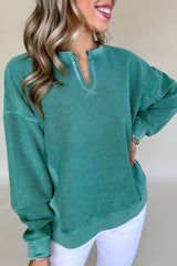 Skobeloff Solid Color Notched Neck Drop Shoulder Sweatshirt Sweatshirts & Hoodies JT's Designer Fashion