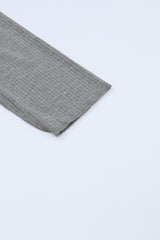 Gray Expose Seam Color Block Ribbed Knit Top Long Sleeve Tops JT's Designer Fashion