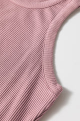 Sepia Rose Ribbed Vest Patchwork Tiered Midi Dress with Pockets Midi Dresses JT's Designer Fashion