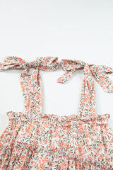 Orange Rose Floral Knotted Straps Tiered Babydoll Dress Floral Dresses JT's Designer Fashion