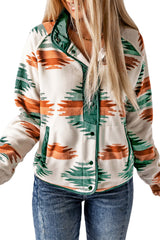 Multicolour Western Aztec Snap Buttoned Fleece Jacket Jackets JT's Designer Fashion