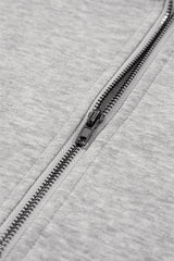 Light Grey Solid Kangaroo Pocket Half Zipper Oversized Hoodie Sweatshirts & Hoodies JT's Designer Fashion