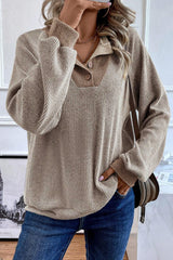 Jet Stream Color Contrast Ribbed Loose Fit Long Sleeve Top Long Sleeve Tops JT's Designer Fashion