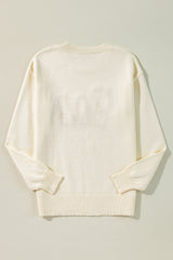 Apricot Boo Knitted Pattern Ribbed Edge Drop Shoulder Sweater Sweaters JT's Designer Fashion