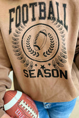 Khaki Rugby FOOTBALL SEASON Graphic Game Day Sweatshirt Graphic Sweatshirts JT's Designer Fashion