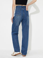 Asymmetric Waist Jeans with Pockets High Waist Jeans JT's Designer Fashion