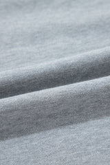 Light Grey Waffle Patchwork Long Sleeve Raw Hem Pullover Top Long Sleeve Tops JT's Designer Fashion