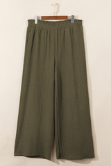 Jungle Green Plus Size Textured Shirred High Waist Casual Pants Plus Size Bottoms JT's Designer Fashion