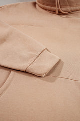 Light French Beige Drawstring Turtleneck Dolman Sleeve Sweatshirt Sweatshirts & Hoodies JT's Designer Fashion