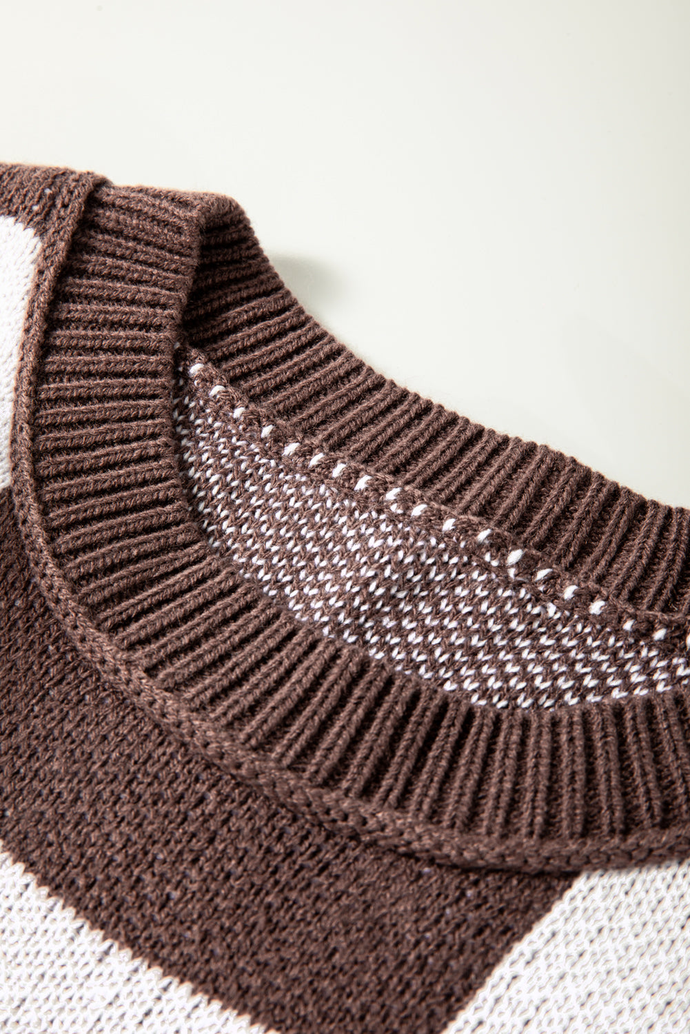 Dark Brown Checkered Bishop Sleeve Sweater Sweaters JT's Designer Fashion