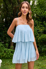 Layered Square Neck Mini Cami Dress Sky Blue Mini Dresses JT's Designer Fashion