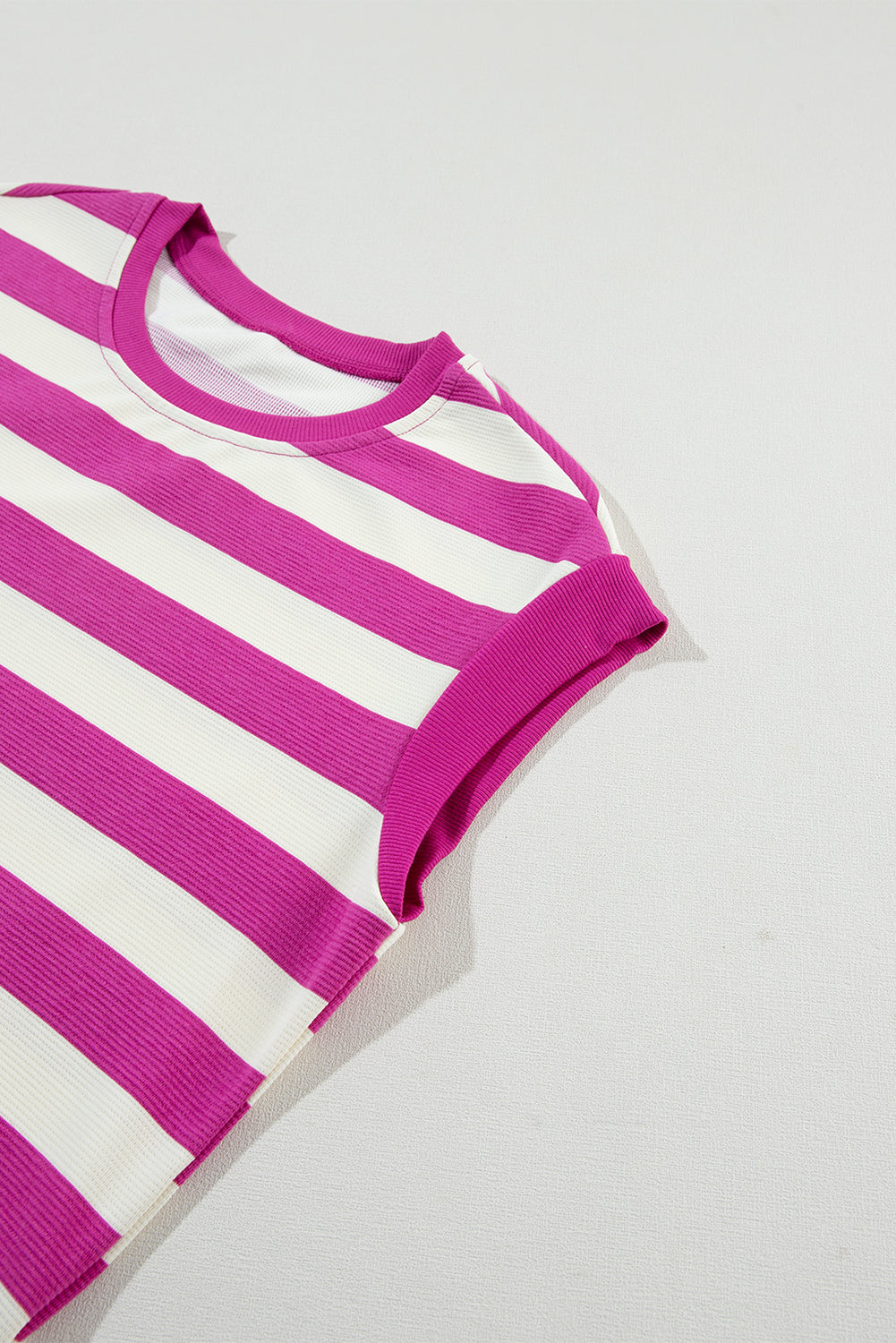 Rose Stripe Cap Sleeve Pocketed Shift T-shirt Dress T Shirt Dresses JT's Designer Fashion