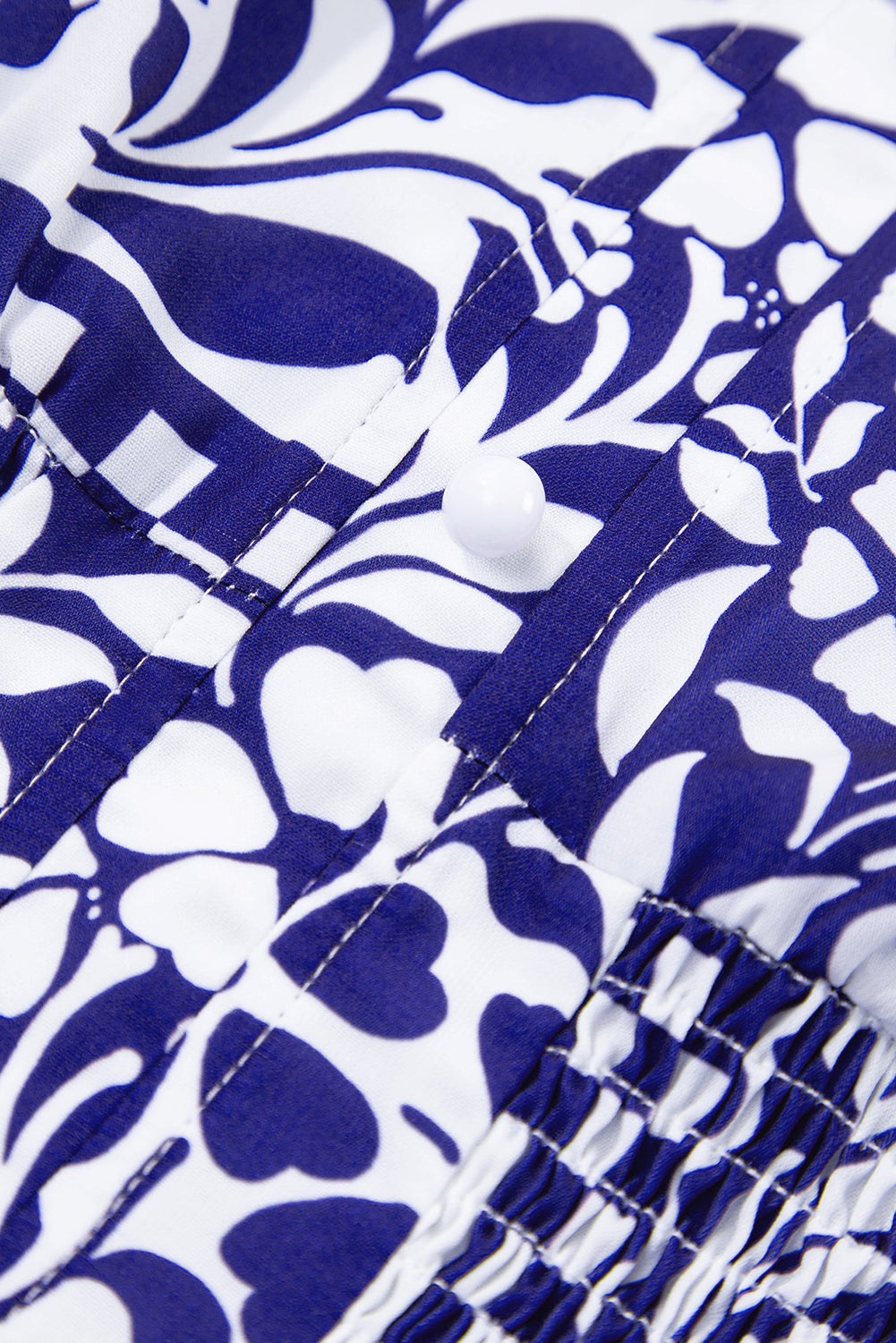 Dirty blue Shirred Waist V Neck Sleeveless Floral Print Long Dress Dresses JT's Designer Fashion