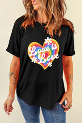Black Love is Love Rainbow Heart Graphic Crewneck Tee Graphic Tees JT's Designer Fashion