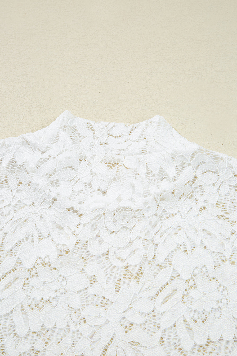 White Lace Crochet Bell Sleeve Mock Neck Blouse Blouses & Shirts JT's Designer Fashion