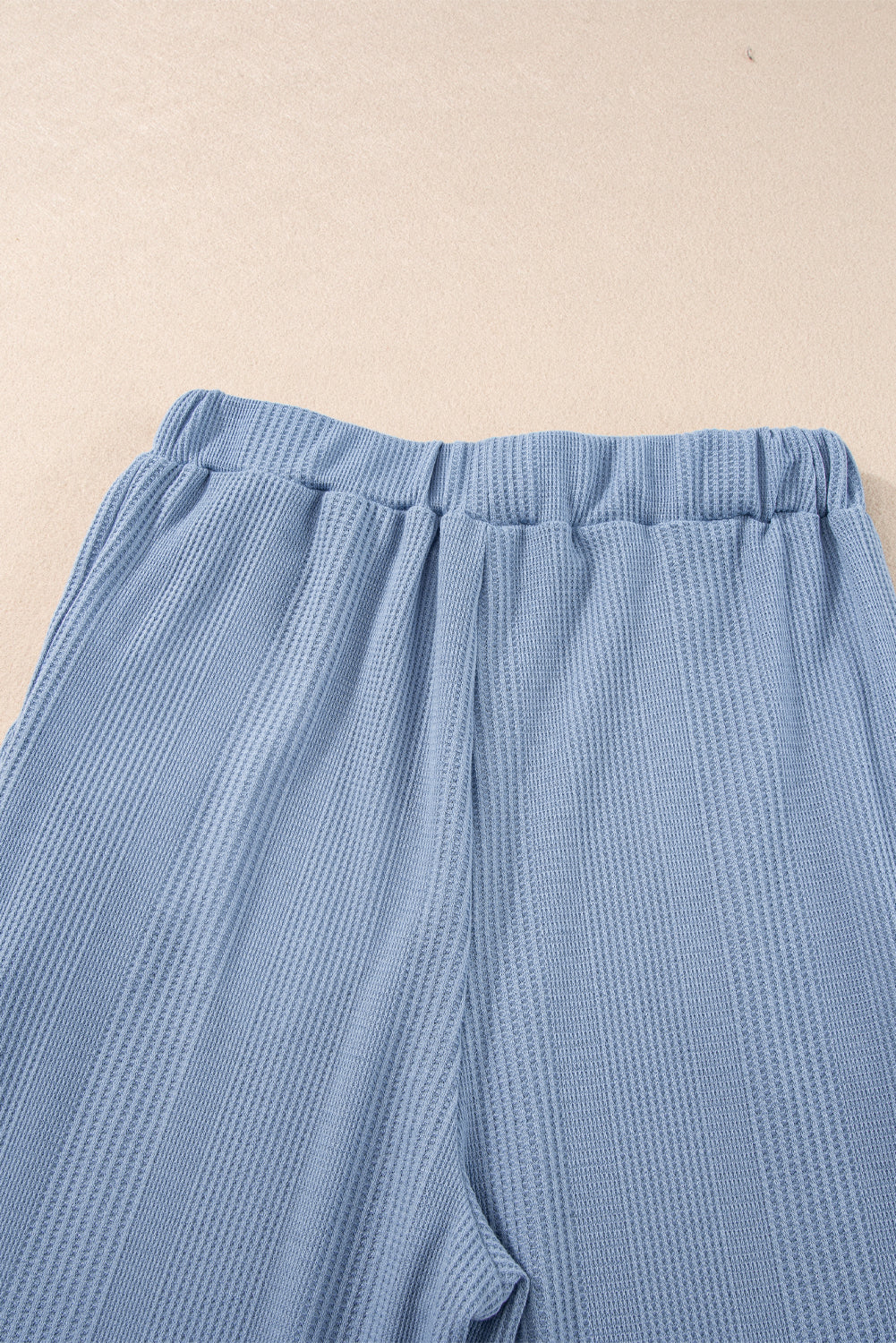 Beau Blue Solid Color Ribbed Ruffle Tank Top and Pants Set Pant Sets JT's Designer Fashion
