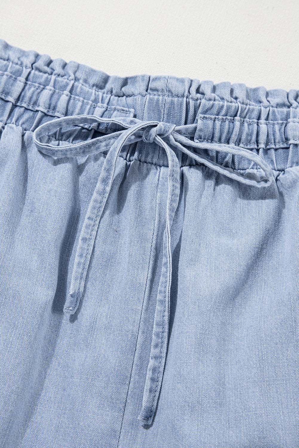 Beau Blue Pocketed Drawstring High Waist Plus Size Denim Shorts Plus Size Bottoms JT's Designer Fashion