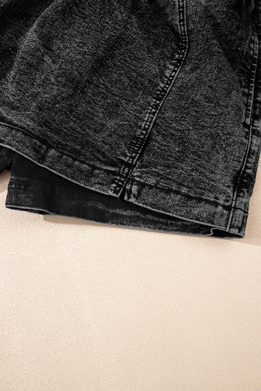 Black Drawstring High Waist Pocketed Denim Shorts Denim Shorts JT's Designer Fashion