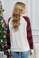White Buffalo Plaid Long Sleeve Sweatshirt Sweatshirts & Hoodies JT's Designer Fashion
