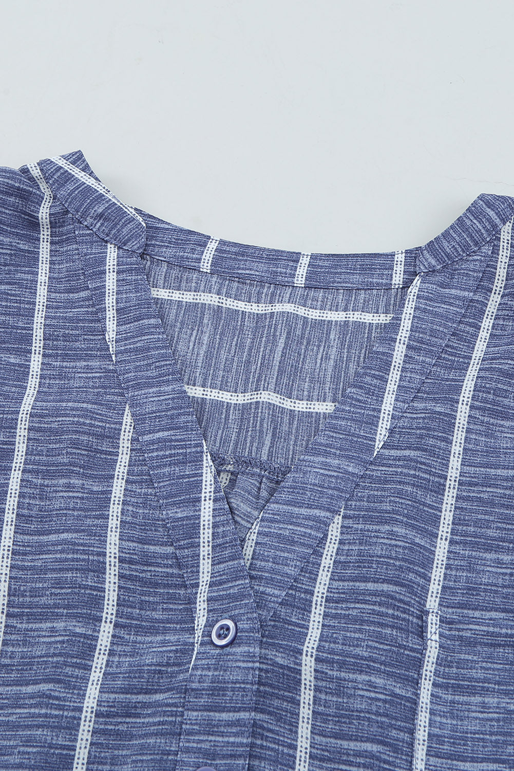 Blue Striped V Neck Pocket Long Sleeve Top Long Sleeve Tops JT's Designer Fashion