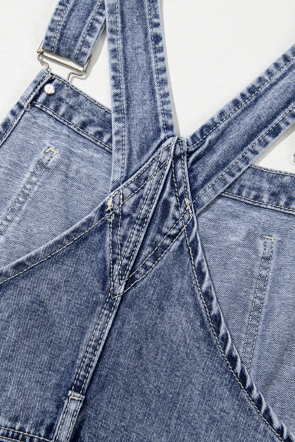 Sail Blue Denim Bib Straight Leg Jumpsuit with Pockets Jumpsuits & Rompers JT's Designer Fashion
