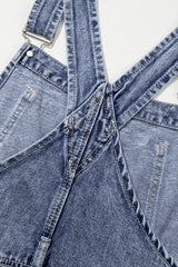 Sail Blue Denim Bib Straight Leg Jumpsuit with Pockets Jumpsuits & Rompers JT's Designer Fashion