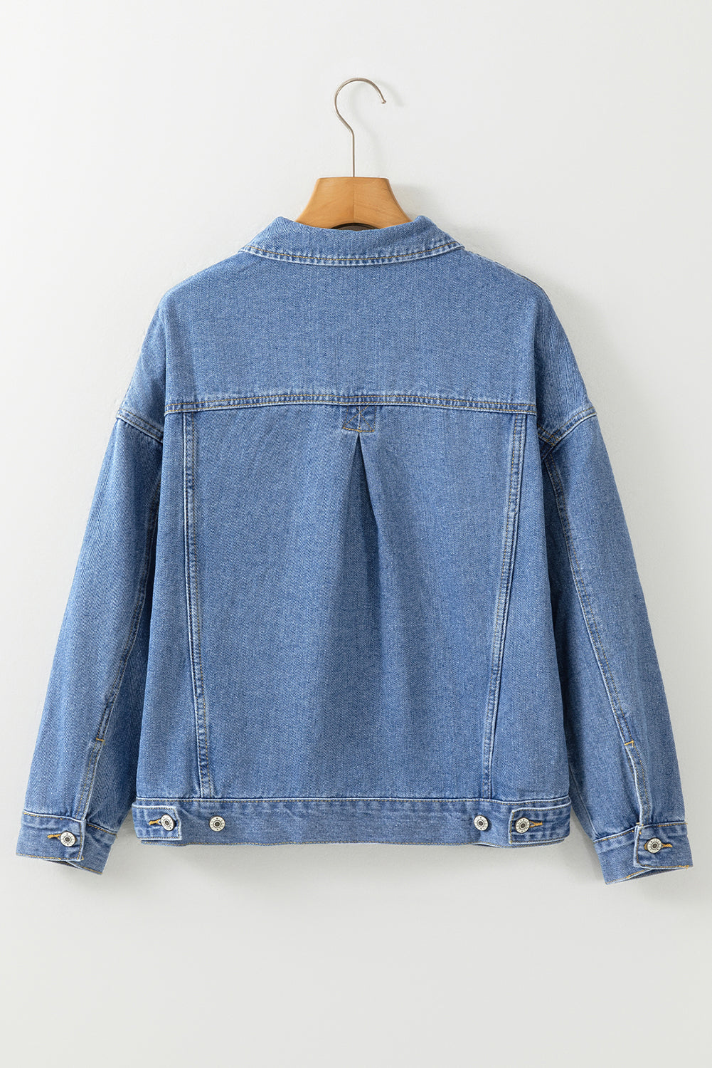 Light Blue Washed Oversize Pocketed Denim Jacket Denim Jackets JT's Designer Fashion