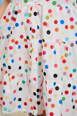 White Polka Dot Print Bubble Sleeve Button Up Plus Size Shirt Dress Plus Size Mini Dresses JT's Designer Fashion