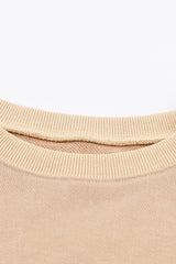 Khaki Drop Shoulder Ribbed Trim Oversized Sweatshirt Sweatshirts & Hoodies JT's Designer Fashion