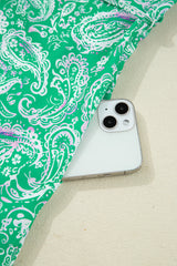 Green Paisley Print Long Sleeve Button Front Tied Waist Mini Dress Mini Dresses JT's Designer Fashion