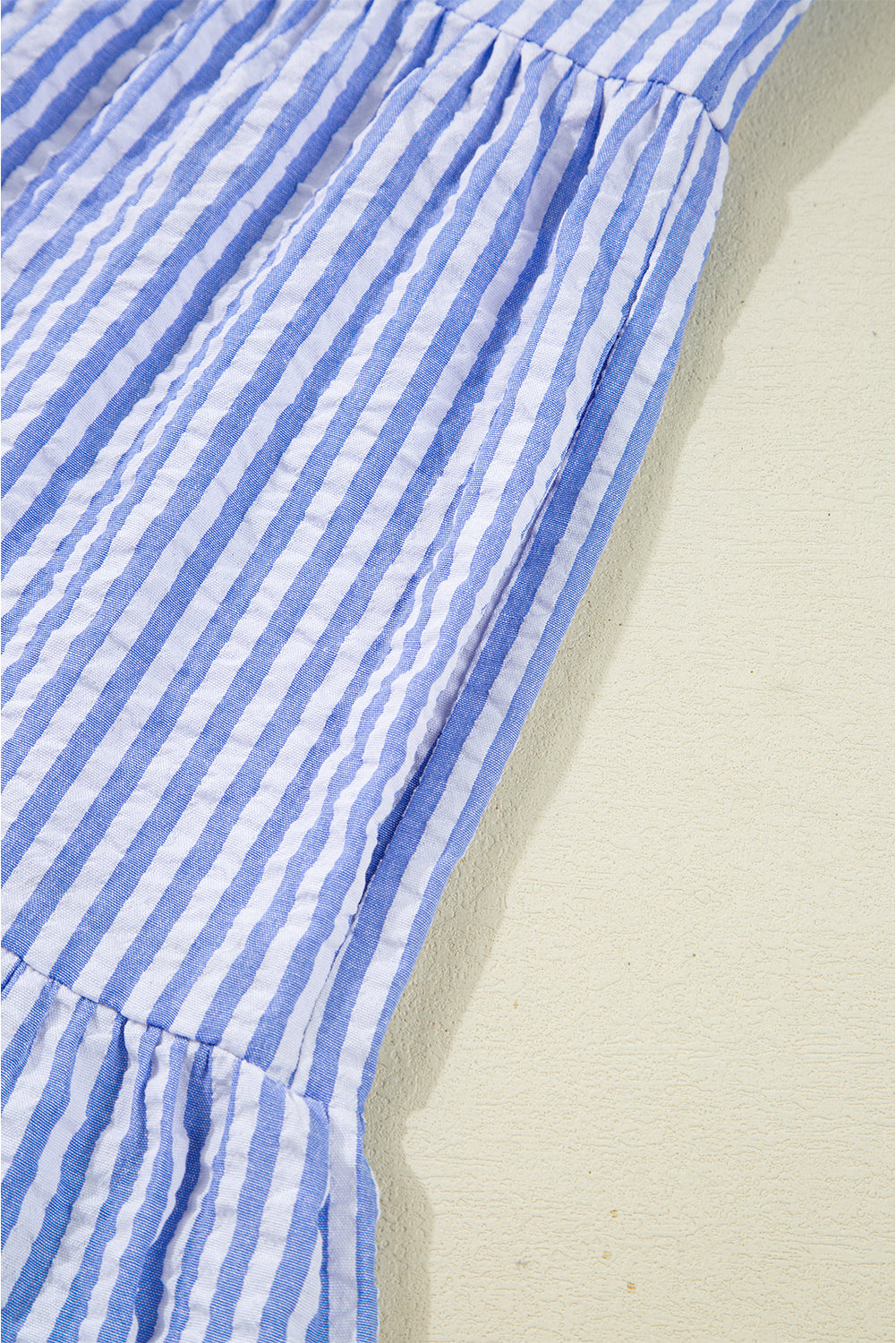 Sky Blue Stripe Bracelet Sleeve Tiered Shift Dress with Pockets JT's Designer Fashion